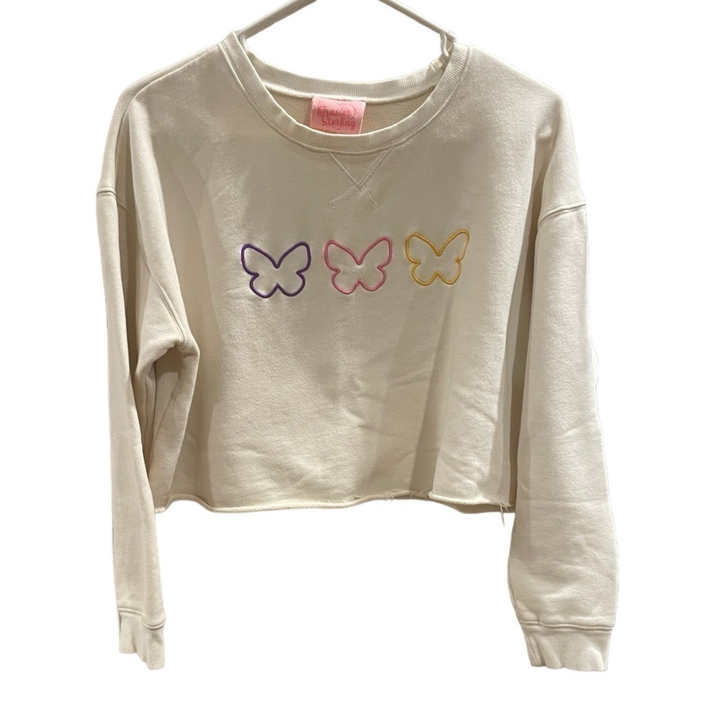 Frasier Sterling Cream Cropped Butterfly Sweatshirt - Picture 4 of 7